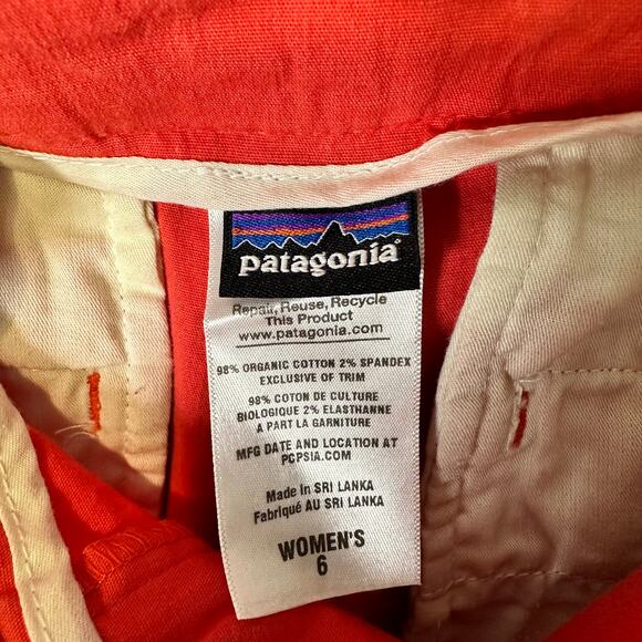 Patagonia Chino Straight Organic Cotton Leg Ankle Sz 6 Coral Pink Outdoor Pants - Picture 5 of 6